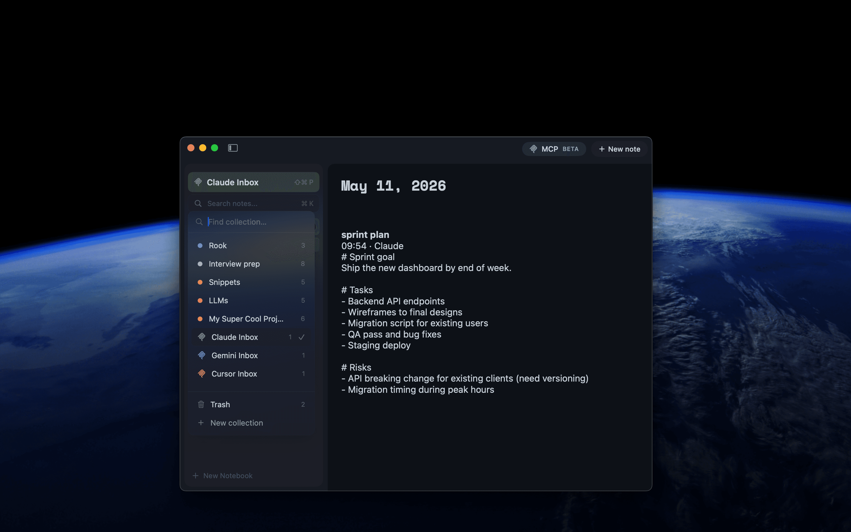 Per-tool inboxes in the Rook sidebar